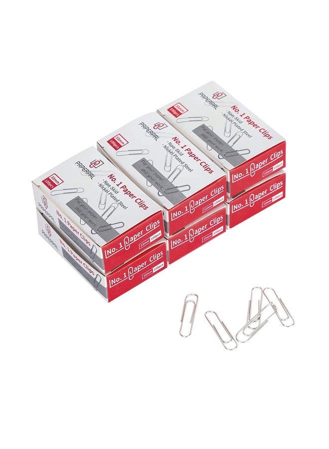 PAPERPAL Paperclips for Office School & Personal Use, #1 Nonskid Paper Clip (1-2/7"), 600 Medium Paper Clips (6 Boxes of 100 Each), Silver - Image 1