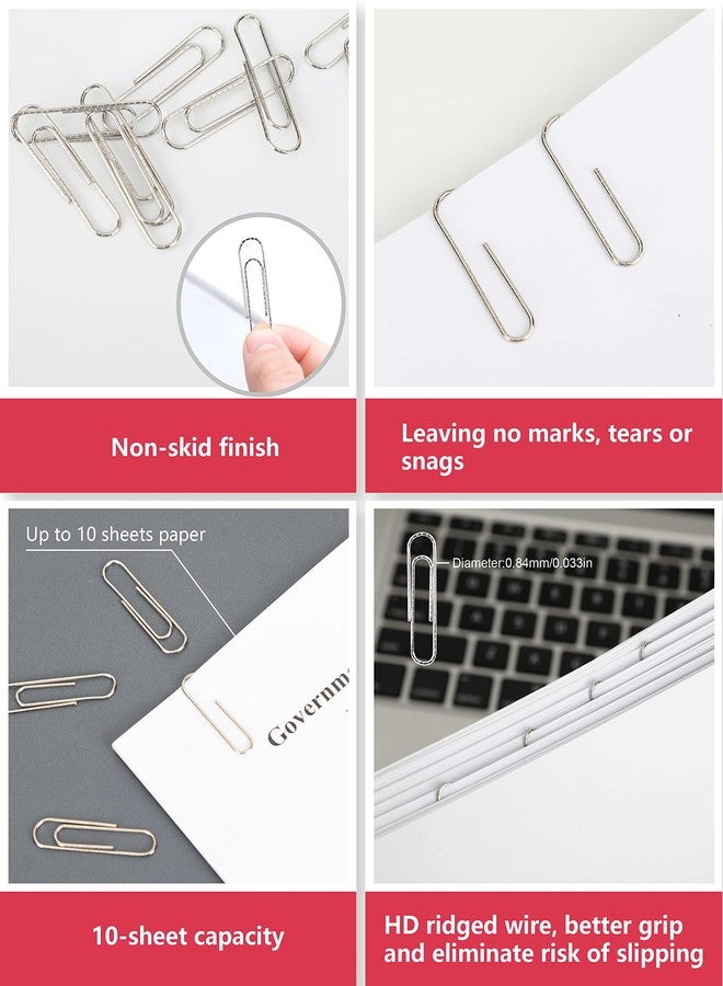 PAPERPAL Paperclips for Office School & Personal Use, #1 Nonskid Paper Clip (1-2/7"), 600 Medium Paper Clips (6 Boxes of 100 Each), Silver - Image 4