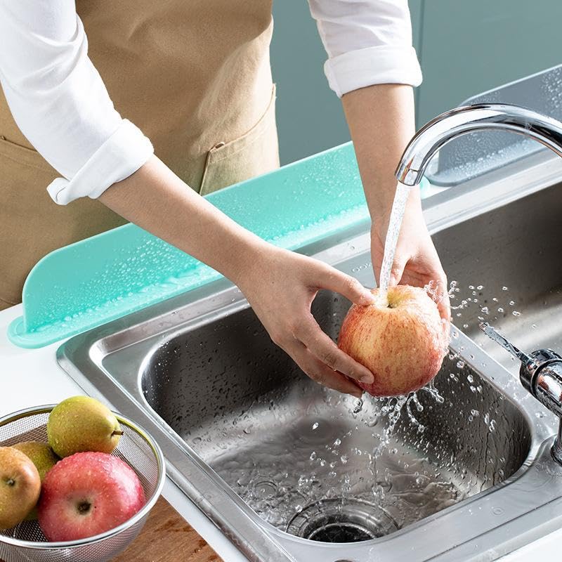 ATORSE Silicone Sink Splash Guard for Bathroom Accessory Lightweight 19.3x2x3.3inch Black - Image 2