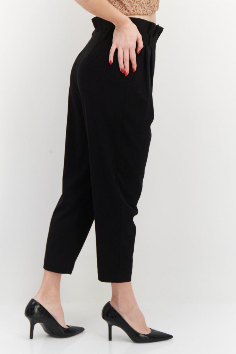 VERO MODA بنطلون نسائي ضيق بتصميم جزر، عالي الخصر، أسود - Image 2