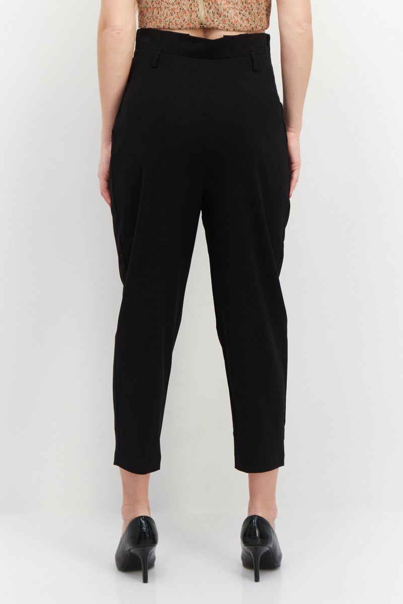 VERO MODA بنطلون نسائي ضيق بتصميم جزر، عالي الخصر، أسود - Image 3