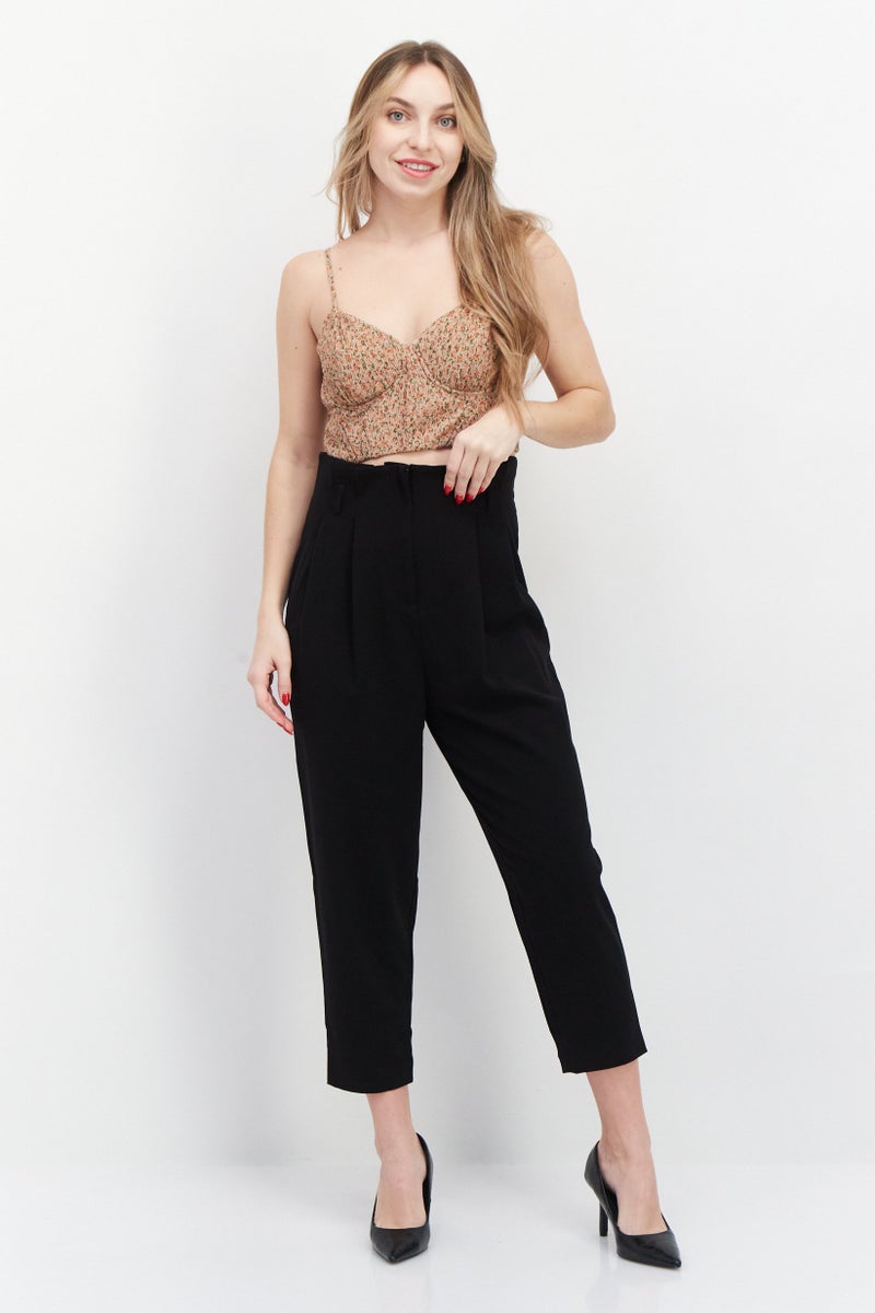 VERO MODA بنطلون نسائي ضيق بتصميم جزر، عالي الخصر، أسود - Image 4