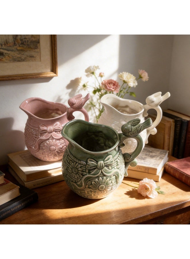 A sophisticated and elegant vase with a bird-shaped handle, featuring an ice-crack pattern, perfect for home décor, flower arranging, or as a gift. - Image 3