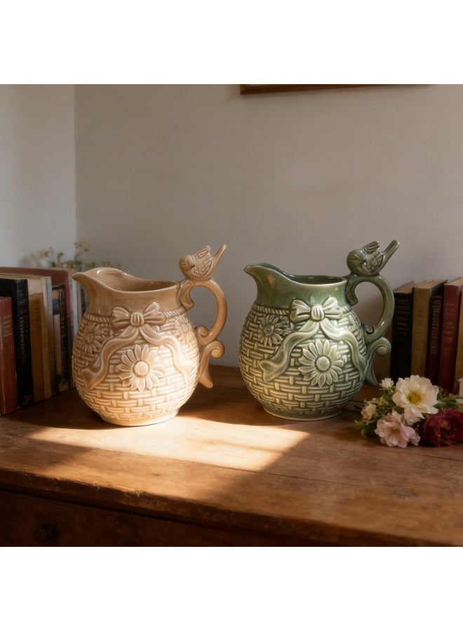 A sophisticated and elegant vase with a bird-shaped handle, featuring an ice-crack pattern, perfect for home décor, flower arranging, or as a gift. - Image 4