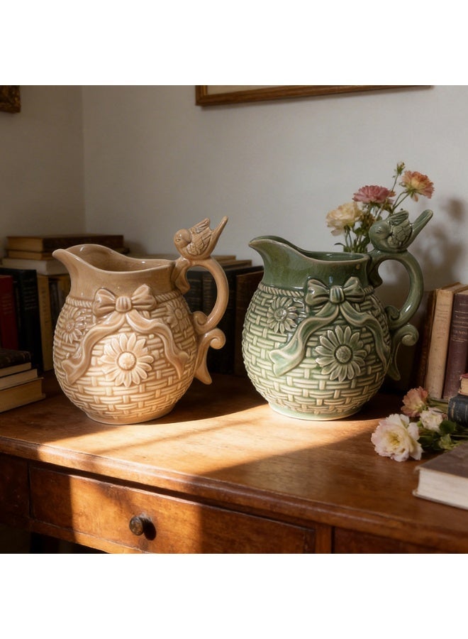 A sophisticated and elegant vase with a bird-shaped handle, featuring an ice-crack pattern, perfect for home décor, flower arranging, or as a gift. - Image 5