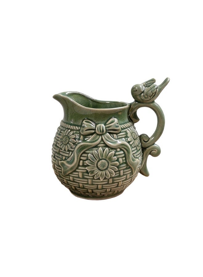 A sophisticated and elegant vase with a bird-shaped handle, featuring an ice-crack pattern, perfect for home décor, flower arranging, or as a gift. - Image 1