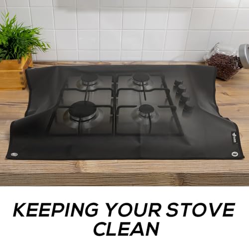 FLASLD Stove Backsplash Splatter Guard Range Hood Backsplash Wall Shield for Kitchen, Ultra Flat Easy Clean And Install (24×30 inch, Black) - Image 3