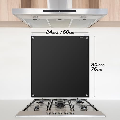 FLASLD Stove Backsplash Splatter Guard Range Hood Backsplash Wall Shield for Kitchen, Ultra Flat Easy Clean And Install (24×30 inch, Black) - Image 5