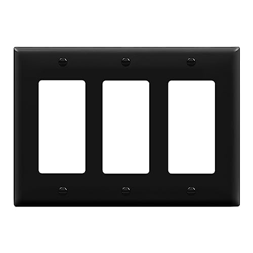 ENERLITES Decorator Light Switch or Receptacle Outlet Wall Plate, Gloss Finish, Size 3-Gang 4.50" x 6.38", Unbreakable Polycarbonate Thermoplastic, UL Listed, 8833-BK, Black - Image 1