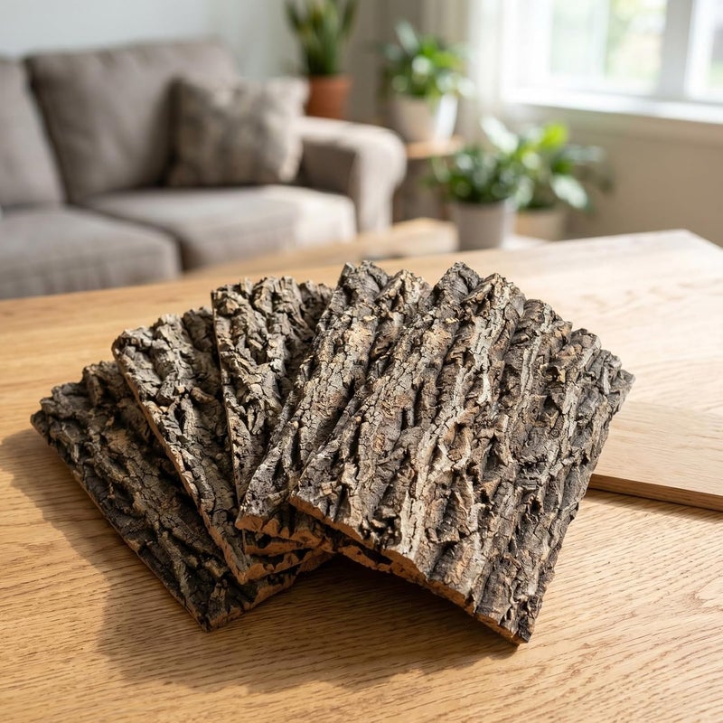 5 قطع من ألواح الخشب الزجاجي المصنوعة من الفلين كخلفية للتريريوم - مقاس 7.9" × 3.9" أو 10 سم × 20 سم، لزينة جدران التريريوم - خلفية من قشرة الشجرة مثالية لحوض تربية التناني�� ذوي اللحية والسحالي والعقارب - Image 5