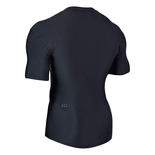 ADOREISM Men's Swim Shirts Short Sleeve Quick-Dry UPF 50+ Sun Protection Compression BJJ Fishing Rash Guard for Men (Black, M) - Image 3