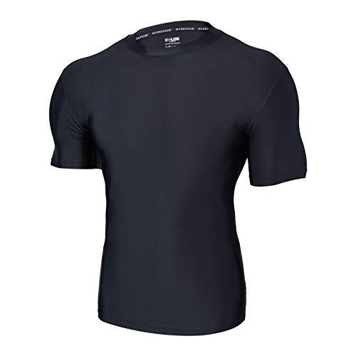 ADOREISM Men's Swim Shirts Short Sleeve Quick-Dry UPF 50+ Sun Protection Compression BJJ Fishing Rash Guard for Men (Black, M) - Image 5