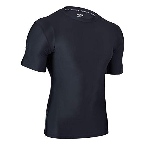ADOREISM Men's Swim Shirts Short Sleeve Quick-Dry UPF 50+ Sun Protection Compression BJJ Fishing Rash Guard for Men (Black, M) - Image 2