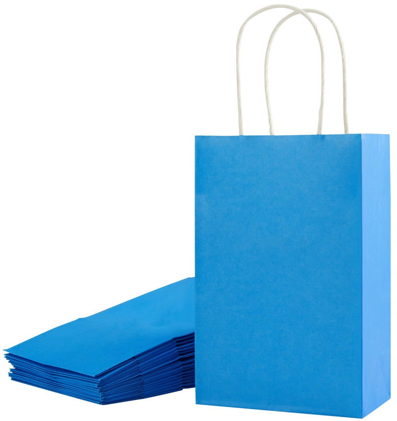 SUNCOLOR 24-Pack Blue Gift Bags with Handles â€“ 8" Goodie Bags for Party Favor Bags, Baby Showers, Birthdays & Special Occasions (Blue) - Image 1