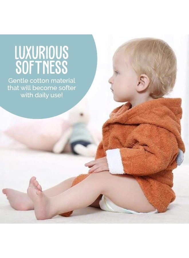 BlueMello Baby Fox Bathrobe | Ultra-Soft Hooded Robe for Toddlers 0-6 Months | Essential Bath Towel for Infants | Ideal for Infant Boy Accessories and Newborn Registry | Perfect Baby Girl Shower Gift - Image 3
