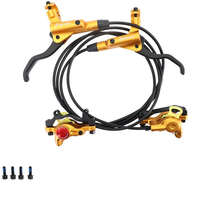 DJC Components Djc Hydraulic Brake 2 Pistons Caliper Mtb Left Front Right Rear Oil Brake Hb875 Double Pistons,A Pair Golden - Image 1