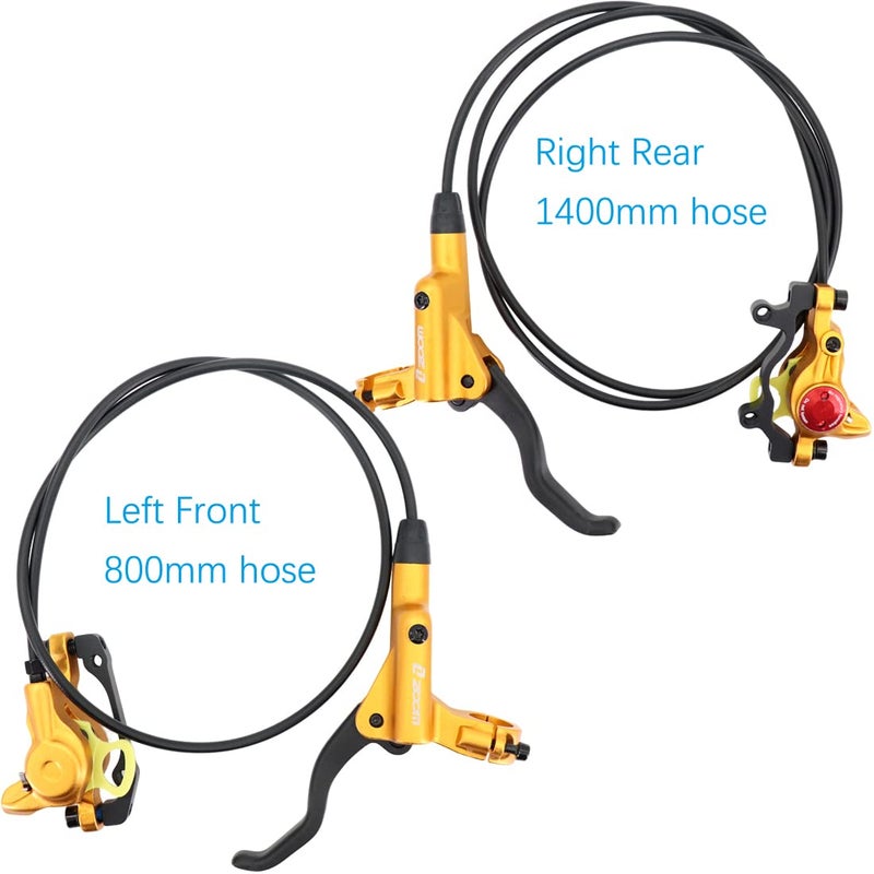 DJC Components Djc Hydraulic Brake 2 Pistons Caliper Mtb Left Front Right Rear Oil Brake Hb875 Double Pistons,A Pair Golden - Image 3