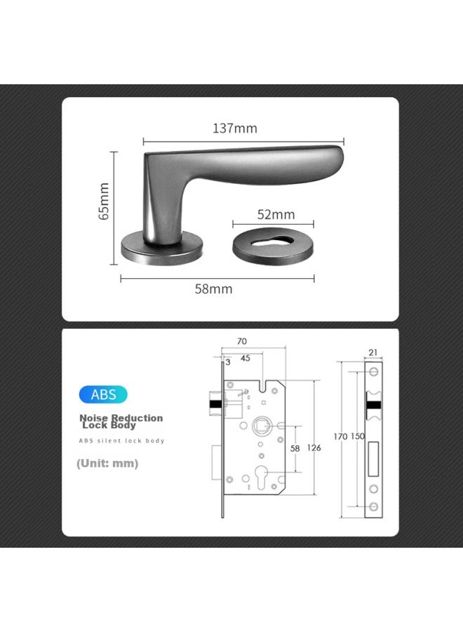 Igear Split Lock, Indoor Home Bedroom Door, Quiet Noise Reduction, Bathroom Toilet, Solid Wood American-style Door Handle, Gray And Black Color - Image 5