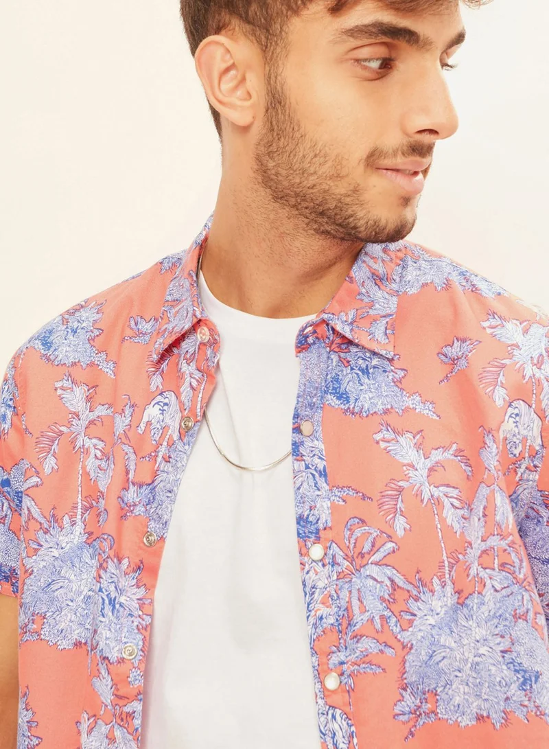 Lee Cooper Leaf Print Regular Fit Shirt