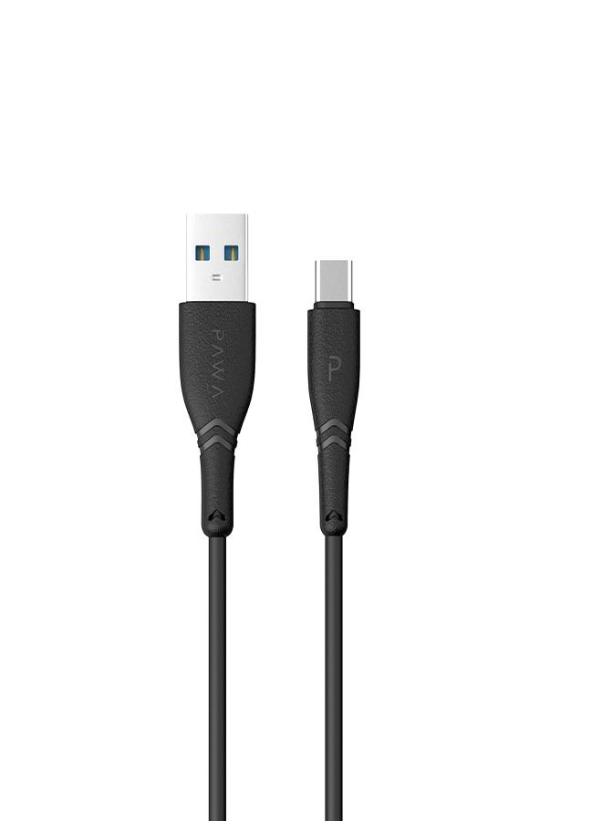 Pawa PVC 3A Data & Quick Charging Type-C Cable 1.2M/4FT - Black - Image 1