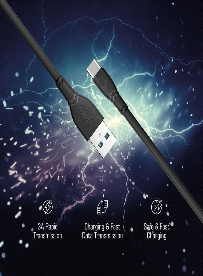 Pawa PVC 3A Data & Quick Charging Type-C Cable 1.2M/4FT - Black - Image 5