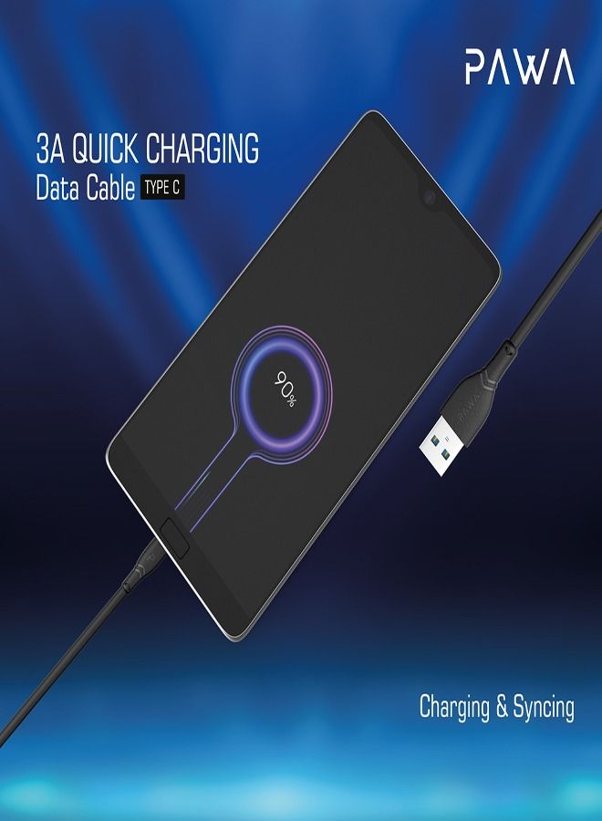 Pawa PVC 3A Data & Quick Charging Type-C Cable 1.2M/4FT - Black - Image 4
