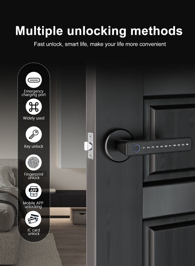 ALINK Smart Door Lock Smart lock – 50 Fingerprints, Password, Key, Card Access & Bluetooth with Anti-Lock Function – Secure, Convenient, and Reliable - Image 2
