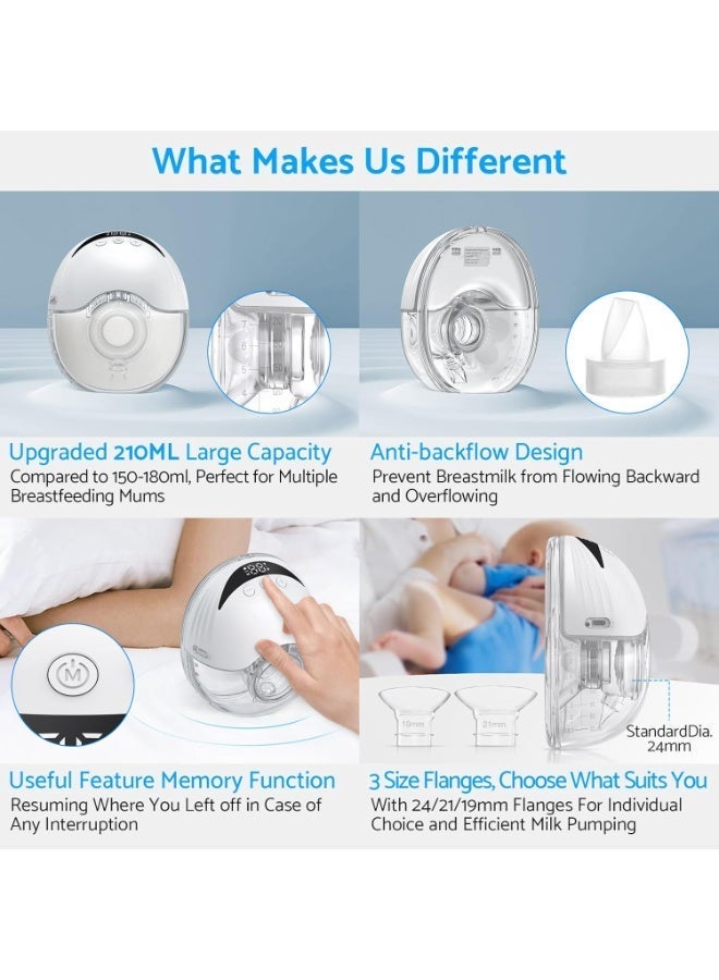 Wearable Electric Breast Pump Hands-Free & Cordless | Silent Rechargeable Milk Extractor | 210 ml Capacity Anti-Reflux Portable Pump for Breastfeeding Moms - Image 5