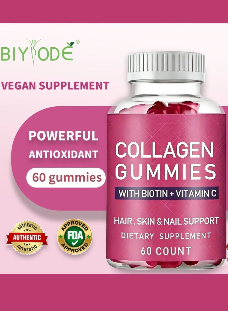 BIYODE Extra Strength Collagen + Biotin: Great Support for Hair, Skin & Nails, 60 Gummies. - Image 3