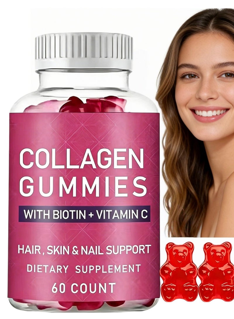 BIYODE Extra Strength Collagen + Biotin: Great Support for Hair, Skin & Nails, 60 Gummies. - Image 1
