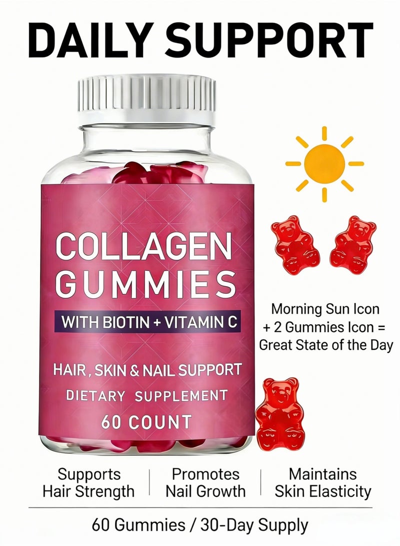 BIYODE Extra Strength Collagen + Biotin: Great Support for Hair, Skin & Nails, 60 Gummies. - Image 5