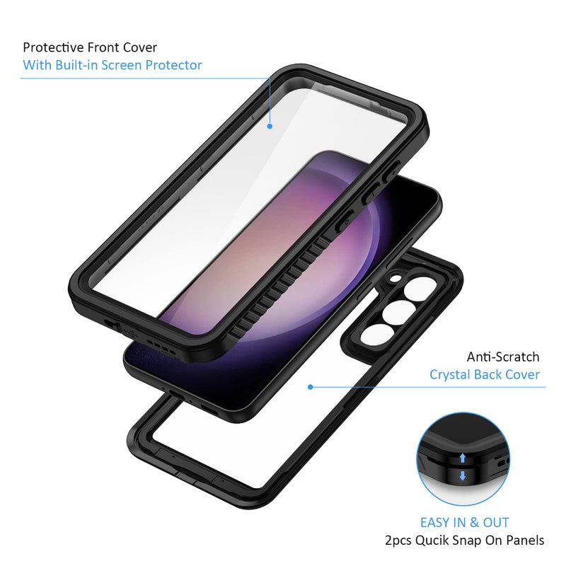 Lanhiem for Samsung Galaxy S23+ Plus Case, IP68 Waterproof Dustproof Case with Built-in Screen Protector, Rugged Full Body Shockproof Protective Cover for Galaxy S23 Plus 6.6 Inch, Black/Clear - Image 4