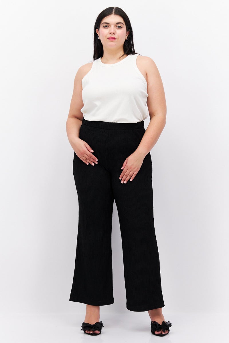 Fire & Glory Women Regular Fit Shirred Palazzo Pants, Black  - Image 2