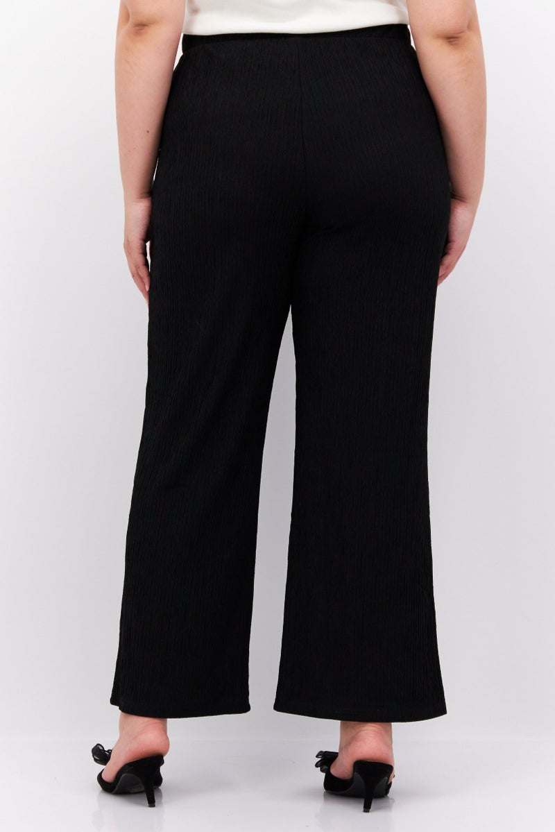Fire & Glory Women Regular Fit Shirred Palazzo Pants, Black  - Image 4