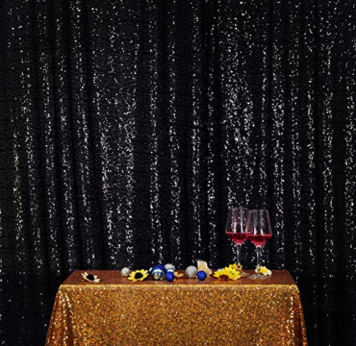 SquarePie Sequin Backdrop 8FT x 8FT Black Sparkly Background Curtain for Wedding Halloween Party - Image 5