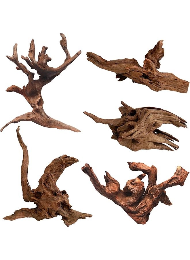 Hamiledyi 5Pcs Driftwood Branches Aquarium Wood Decoration Natural Fish Tank Habitat Decor Wood For Lizard Assorted Size Small  - Image 1