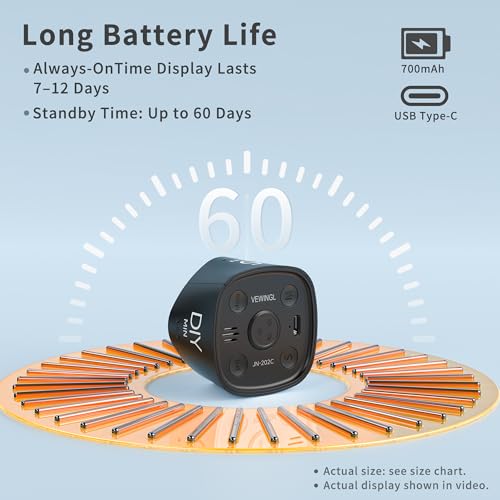 VEWINGL Cube Productivity Timer, 5/10/25/DIY Min Presets + Count-Up Mode, Time Display & Alarm Clock, Sound/Vibrate/Silent Alerts, Pause & Resume, Desk Timer for Work, Study, Kitchen (Black) - Image 5