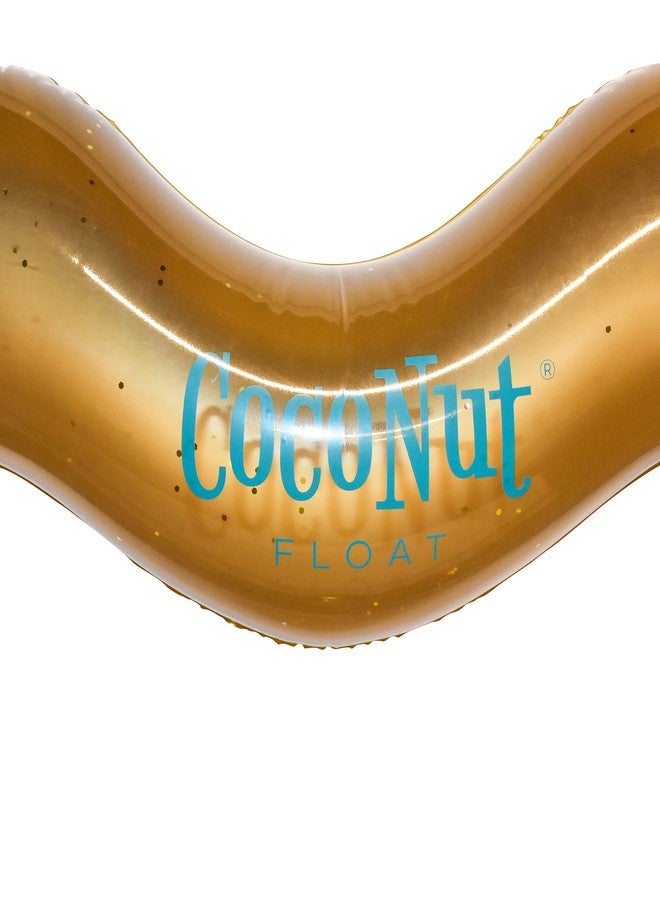 Coconut Float: Gold Glitter Heart Pool Float - 48"x40", Inflatable 48" Jumbo Ring, Anti-Leak, Durable, Water Accessory - Image 3