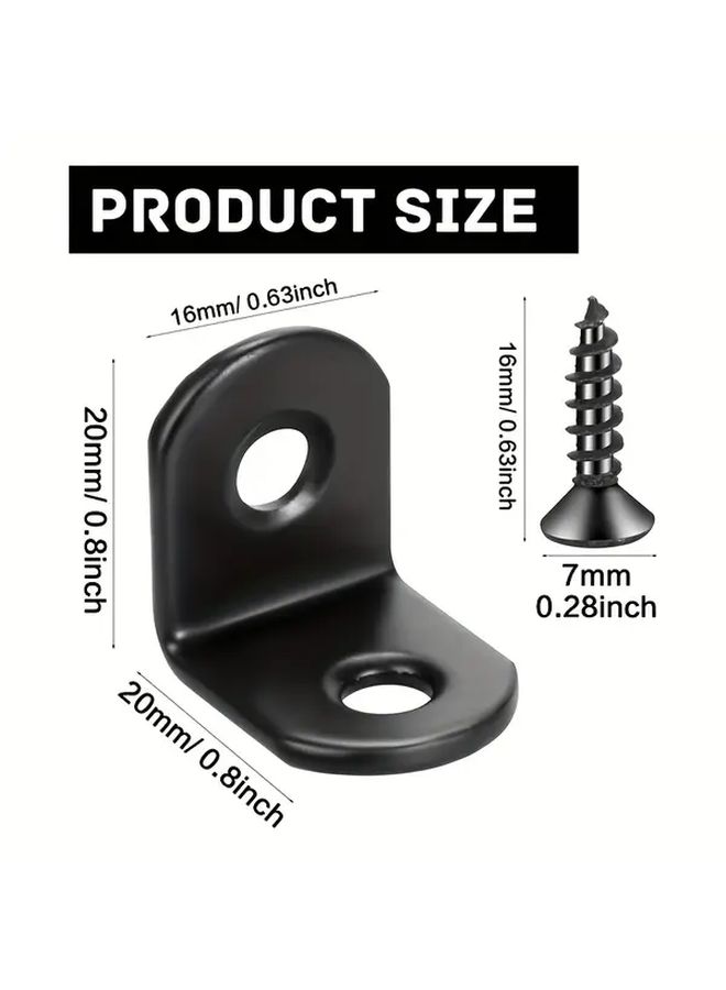 24 Pcs Stainless Steel L Corner Brackets with 48 Screws Black - Image 2