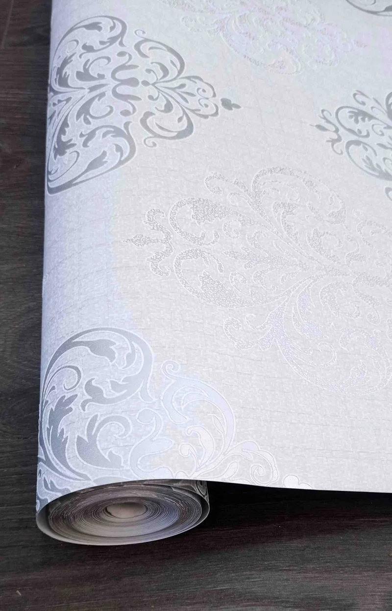 جولدن Damaks Patterned Silver Detailed Erasable Wallpaper