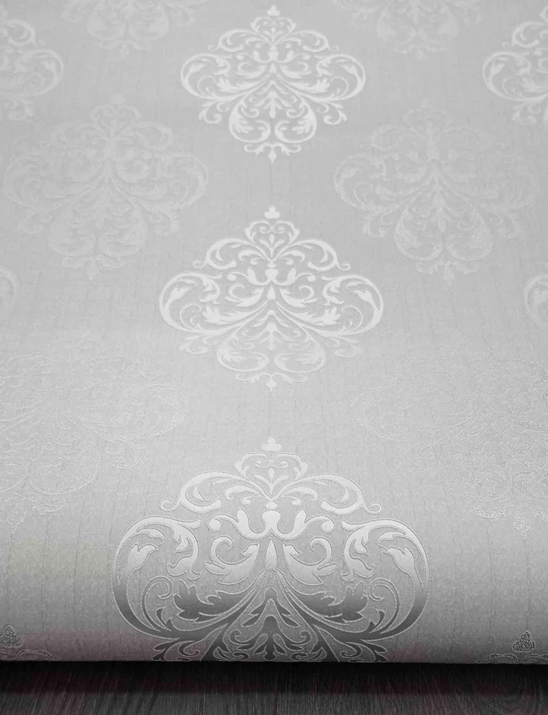 جولدن Damaks Patterned Silver Detailed Erasable Wallpaper