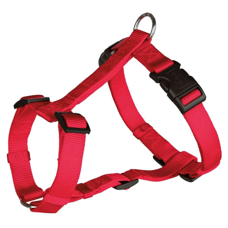 Trixie Classic H-Harness for Dogs | Made Nylon, Lightweight and Fully Adjustable Straps | Great Alternative to a Collar and Lead When Walking Your Pet – (40-65 cm/15 mm, S-M) Red - Image 1
