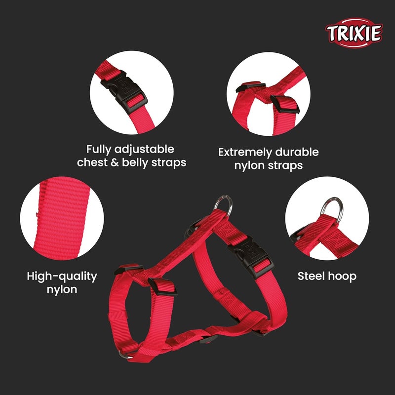 Trixie Classic H-Harness for Dogs | Made Nylon, Lightweight and Fully Adjustable Straps | Great Alternative to a Collar and Lead When Walking Your Pet – (40-65 cm/15 mm, S-M) Red - Image 4