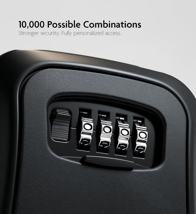 Iron Lock ® Key Lock Box Wall Mount – Medium Waterproof Heavy-Duty Metal Safe with 4-Digit Combination for Outdoor Access, Home Entry, Office Security, Rentals & Airbnb Use (Black, Medium) - Image 2