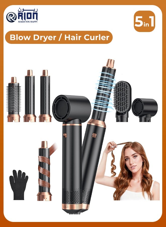 RION 5 in 1 Hair Styler Hot Air Brush – Hair Dryer, Curler, Straightener & Volumizer with Ionic Technology, Adjustable Heat Settings, Professional Multi Styling Tool for All Hair Types - Image 1