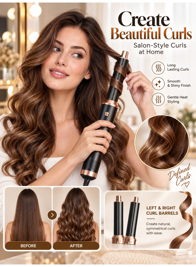 RION 5 in 1 Hair Styler Hot Air Brush – Hair Dryer, Curler, Straightener & Volumizer with Ionic Technology, Adjustable Heat Settings, Professional Multi Styling Tool for All Hair Types - Image 2
