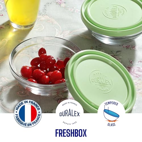 Duralex® Fresh Box Round Clear Glass Storage With Green Lid, 310ml | Tempered Glass, Durable, Microwave Freezer Dishwasher Safe, Set of 1 Pc - Image 3