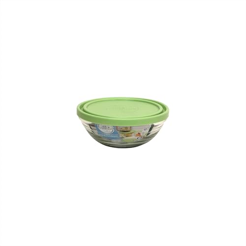 Duralex® Fresh Box Round Clear Glass Storage With Green Lid, 310ml | Tempered Glass, Durable, Microwave Freezer Dishwasher Safe, Set of 1 Pc - Image 1