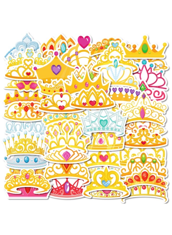 NIBEMINENT 50 Pcs Dream Crystal Princess Crown Deco Kit Waterproof Stickers, High Definition Printing Bright Colors, Suitable for Laptop Skateboard Luggage Water Bottle Guitar DIY - Image 2