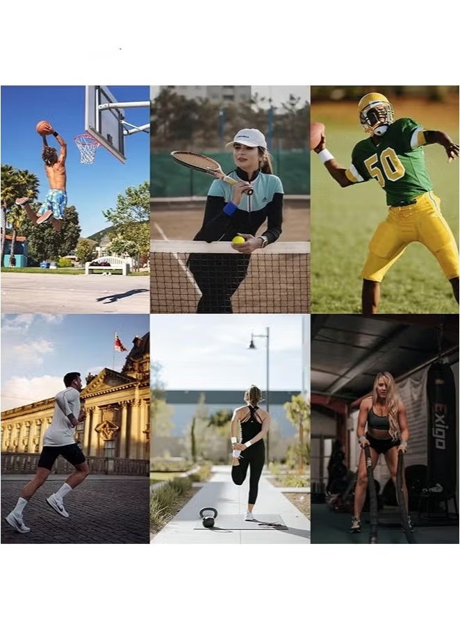 3 أزواج من أربطة المعصم الرياضية، أربطة معصم التنس، أربطة معصم ماصة للعرق للرجال والنساء، أربطة معصم قطنية قابلة للتنفس للتمرين وكرة القدم وكرة السلة والجري والرياضات الرياضية - Image 3